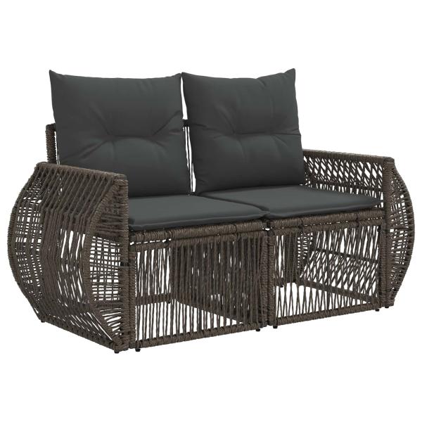 Gartensofa-set 3 stk. Grau und Dunkelgrau Poly-Rattan