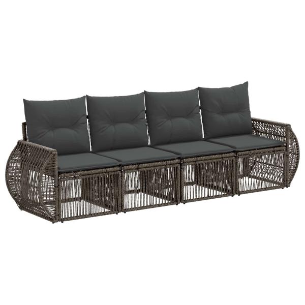 Gartensofa-set 4 stk. 4-Sitzer Grau und Dunkelgrau Poly-Rattan