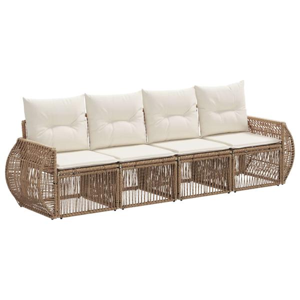 Gartensofa-set 4 stk. Beige und Cremeweiß Poly-Rattan