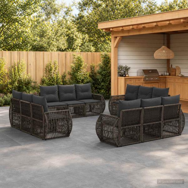ARDEBO.de - Gartensofa-set 12 stk. Grau und Dunkelgrau Poly-Rattan