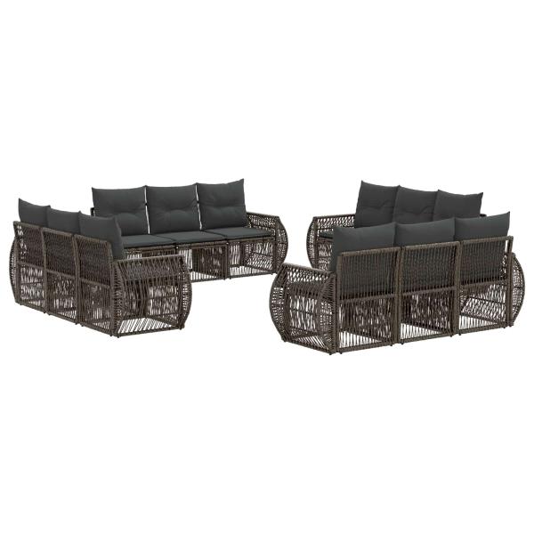 Gartensofa-set 12 stk. Grau und Dunkelgrau Poly-Rattan