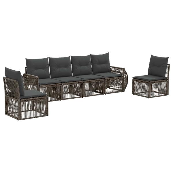 Gartensofa-set 6 stk. Grau und Dunkelgrau Poly-Rattan