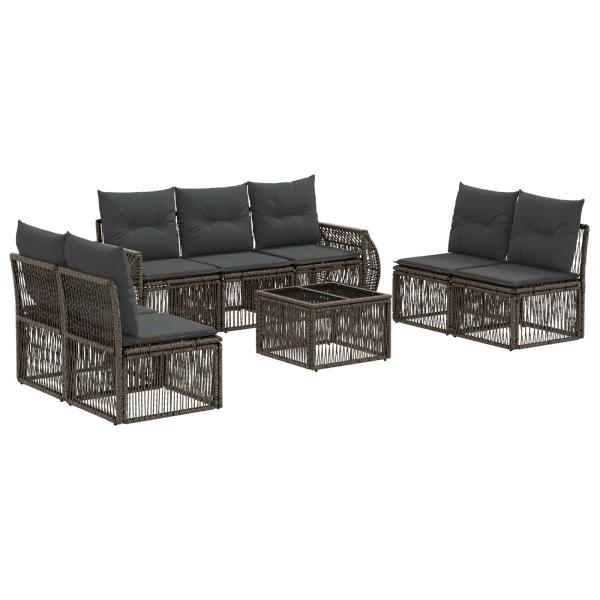 Gartensofa-set 8 Stk. Grau und Dunkelgrau Poly-Rattan