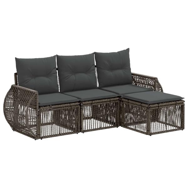 Gartensofa-set 4 stk. Grau und Dunkelgrau Poly-Rattan