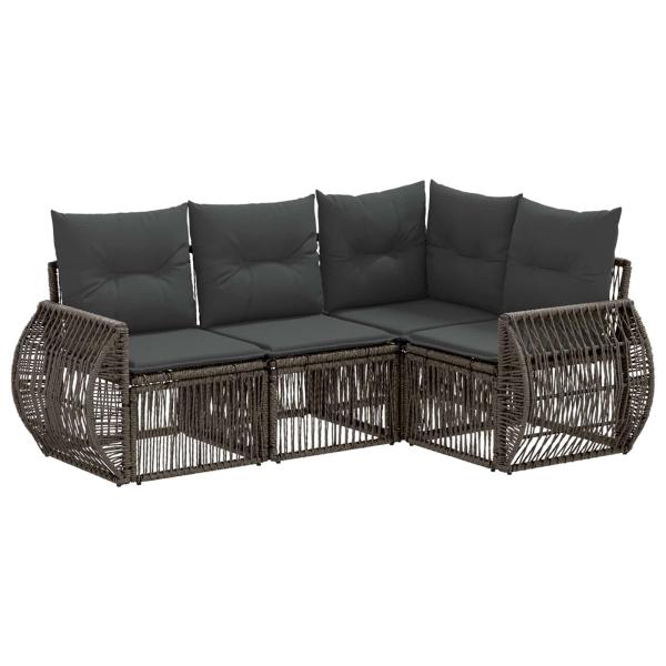 Gartensofa-set 4 stk. 4-Sitzer Grau und Dunkelgrau Poly-Rattan
