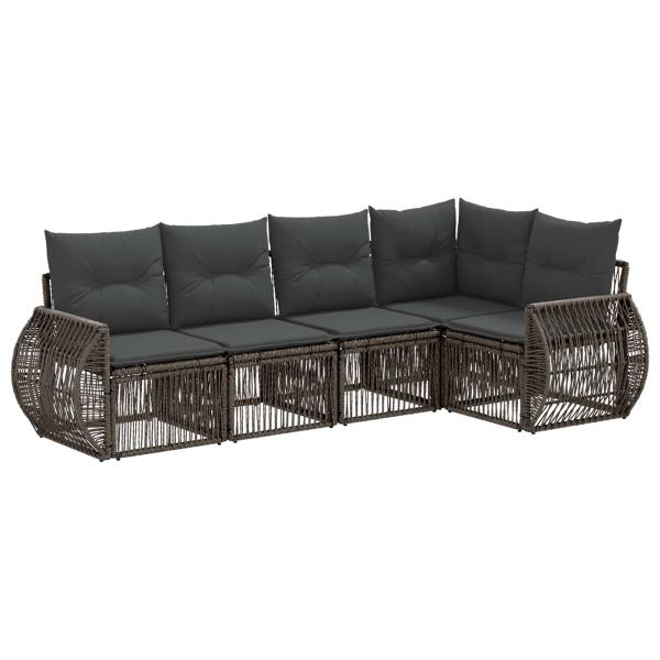 Gartensofa-set 5 stk. Grau und Dunkelgrau Poly-Rattan