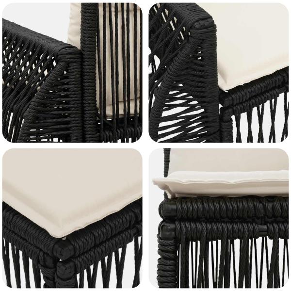 Gartensofa-set 6 stk. Schwarz und Cremeweiß Poly-Rattan