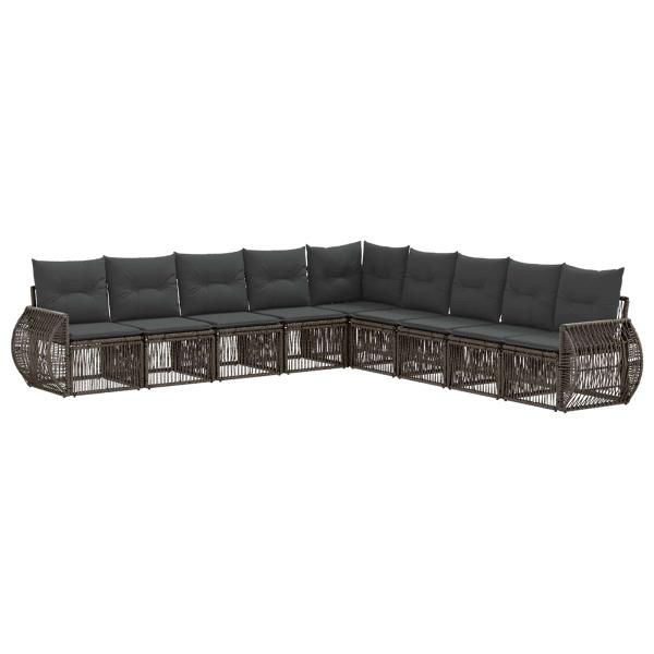 Gartensofa-set 9 stk. Grau und Dunkelgrau Poly-Rattan