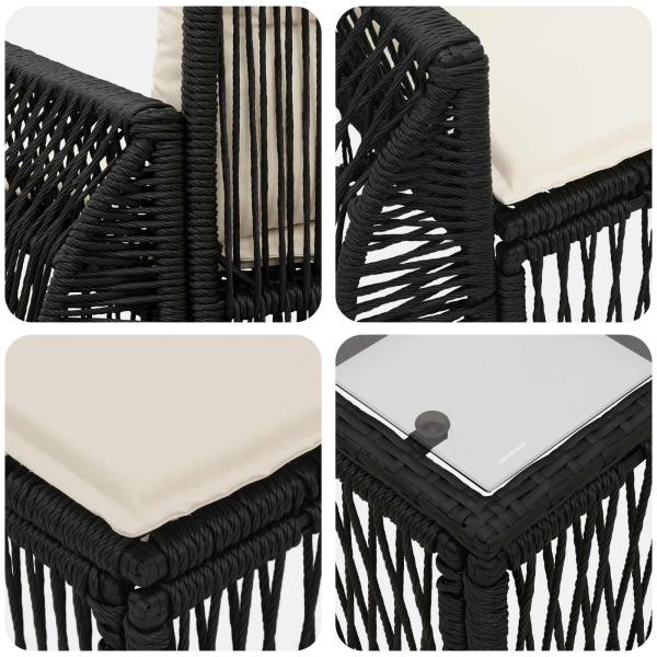 Gartensofa-set 12 Stk. Schwarz und Cremeweiß Poly-Rattan