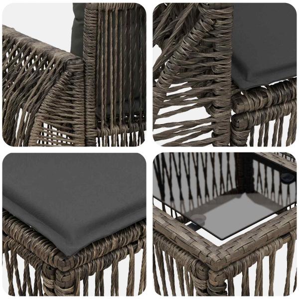 Gartensofa-set 12 Stk. Grau und Dunkelgrau Poly-Rattan