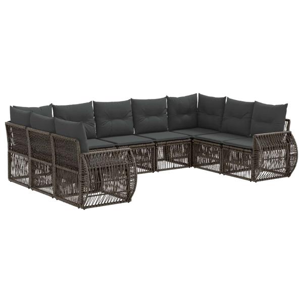Gartensofa-set 9 stk. Grau und Dunkelgrau Poly-Rattan