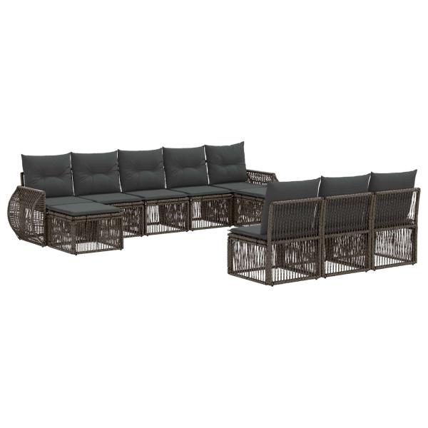 Gartensofa-set 10 stk. Grau und Dunkelgrau Poly-Rattan