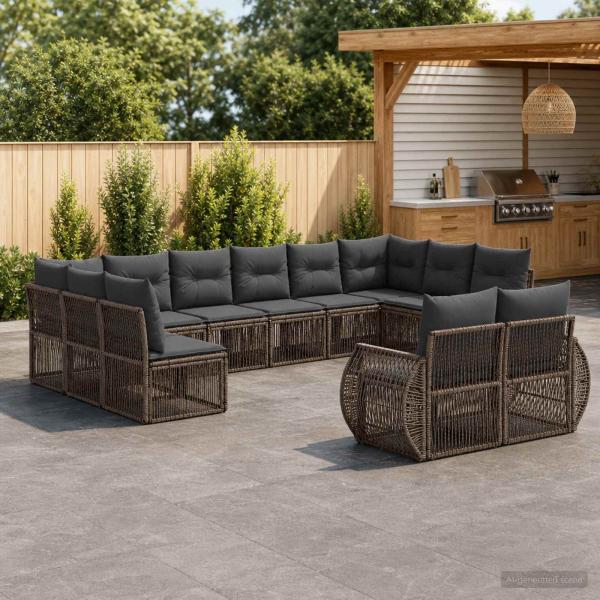 ARDEBO.de - Gartensofa-set 12 stk. Grau und Dunkelgrau Poly-Rattan