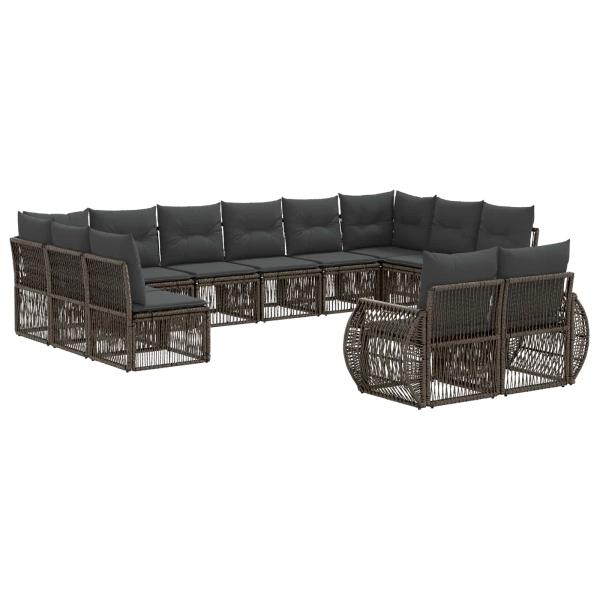 Gartensofa-set 12 stk. Grau und Dunkelgrau Poly-Rattan