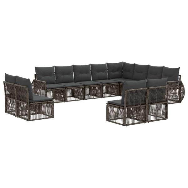 Gartensofa-set 12 stk. Grau und Dunkelgrau Poly-Rattan