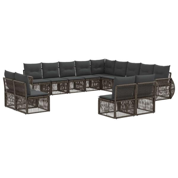 Gartensofa-set 13 stk. Grau und Dunkelgrau Poly-Rattan