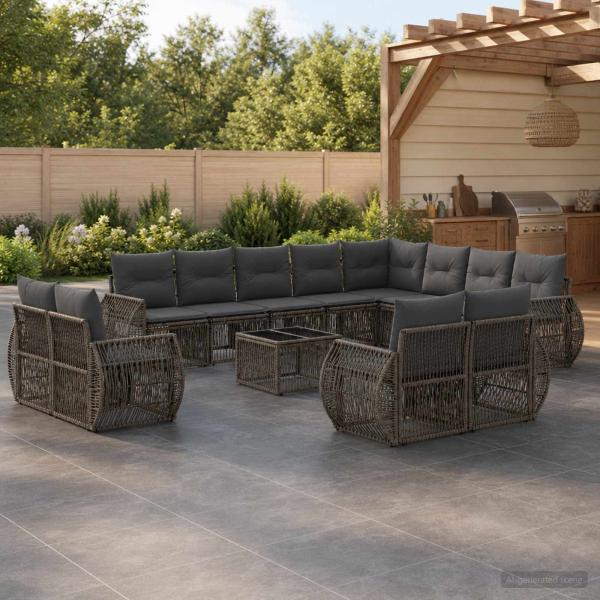 ARDEBO.de - Gartensofa-set 13 Stk. Grau und Dunkelgrau Poly-Rattan