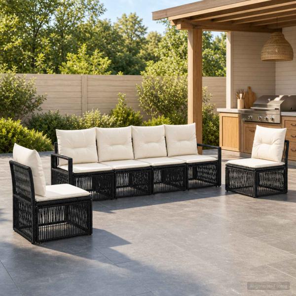 ARDEBO.de - Gartensofa-set 6 stk. Schwarz Poly-Rattan