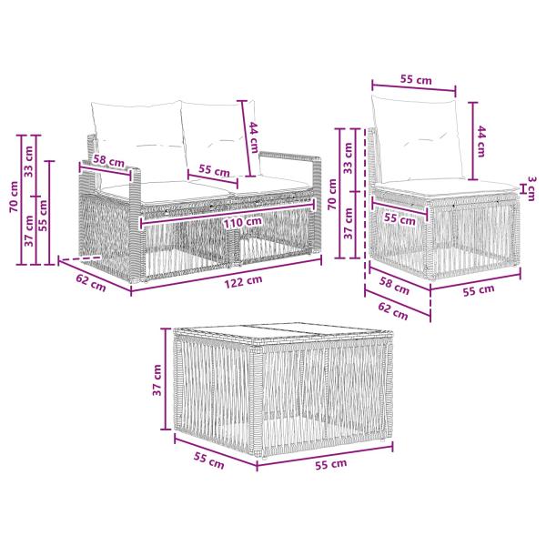 Gartensofa-set 7 Stk. Grau Poly-Rattan