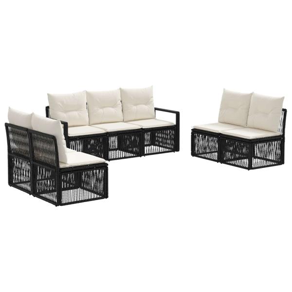 Gartensofa-set 7 stk. Schwarz Poly-Rattan
