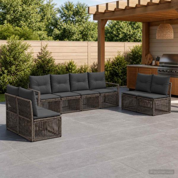 ARDEBO.de - Gartensofa-set 8 stk. Grau Poly-Rattan