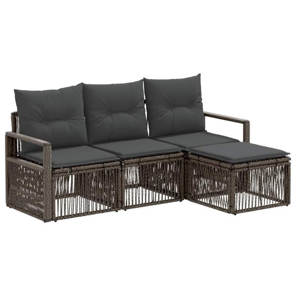 Gartensofa-set 4 stk. Grau Poly-Rattan