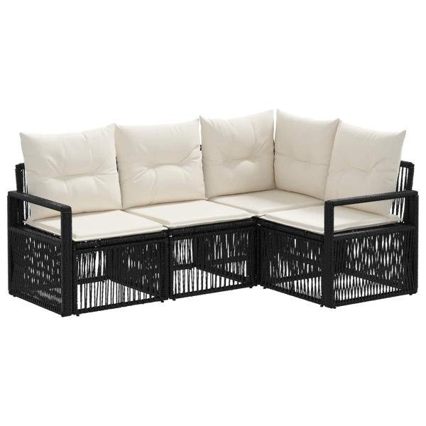 Gartensofa-set 4 stk. Schwarz Poly-Rattan