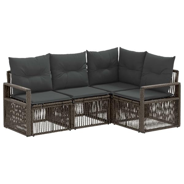 Gartensofa-set 4 stk. Grau Poly-Rattan