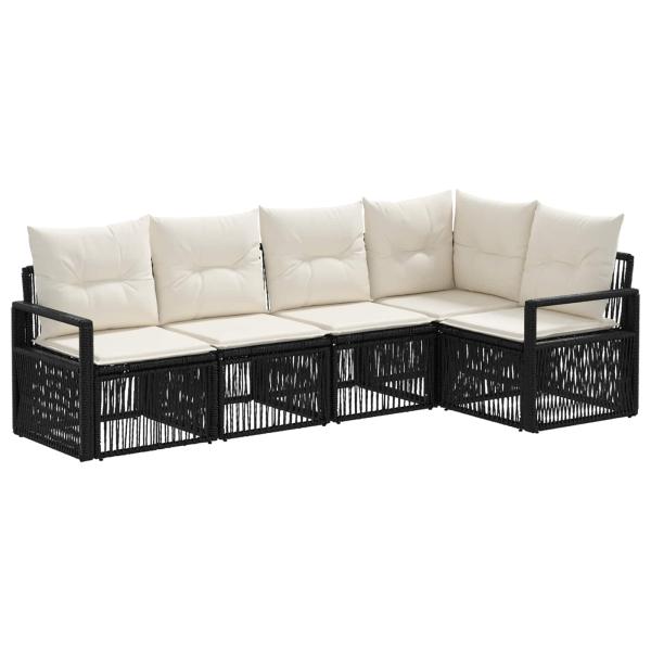 Gartensofa-set 5 stk. Schwarz Poly-Rattan