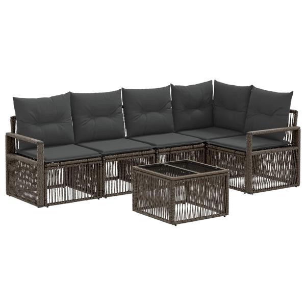 Gartensofa-set 6 Stk. Grau Poly-Rattan
