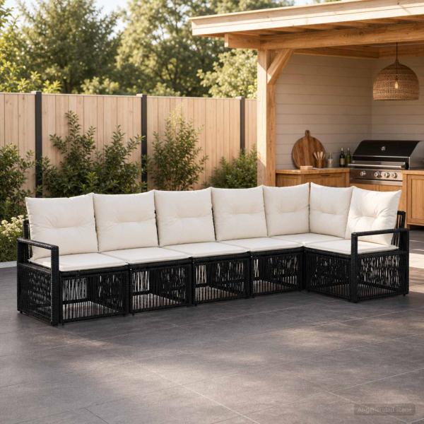 ARDEBO.de - Gartensofa-set 6 stk. Schwarz Poly-Rattan