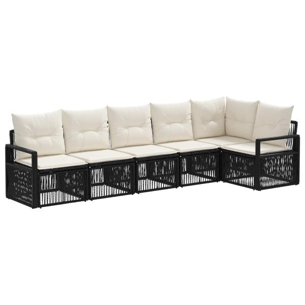 Gartensofa-set 6 stk. Schwarz Poly-Rattan