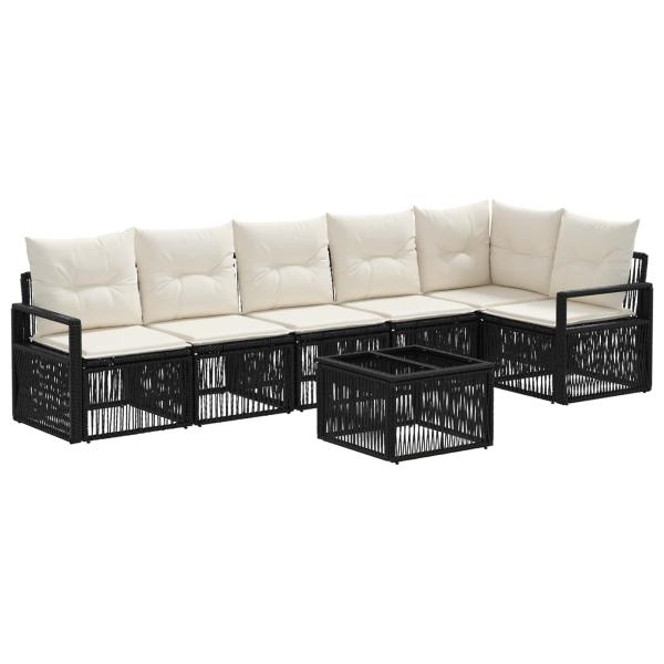 Gartensofa-set 7 stk. Schwarz Poly-Rattan