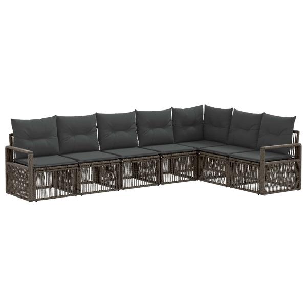 Gartensofa-set 7 stk. Grau Poly-Rattan