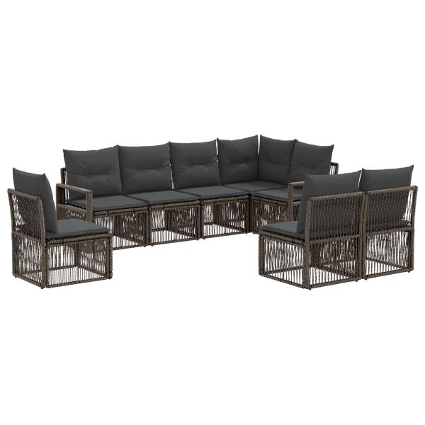 Gartensofa-set 8 stk. Grau Poly-Rattan