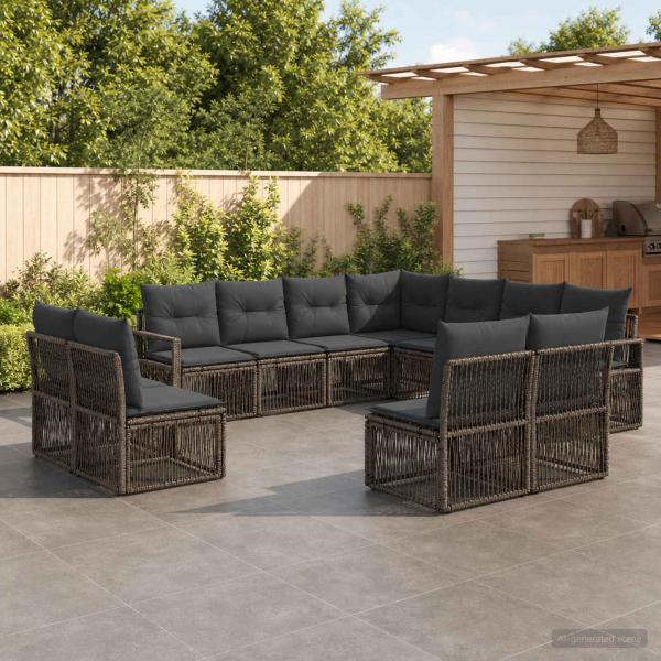 ARDEBO.de - Gartensofa-set 11 stk. Grau Poly-Rattan