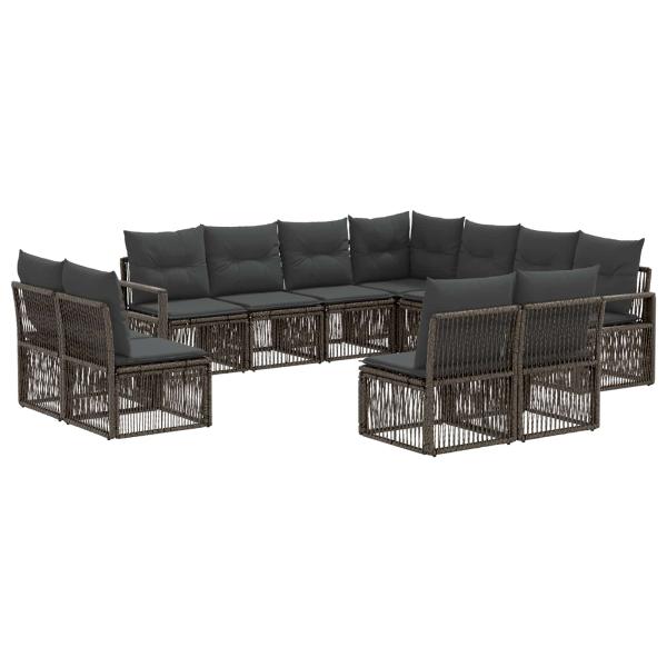 Gartensofa-set 11 stk. Grau Poly-Rattan