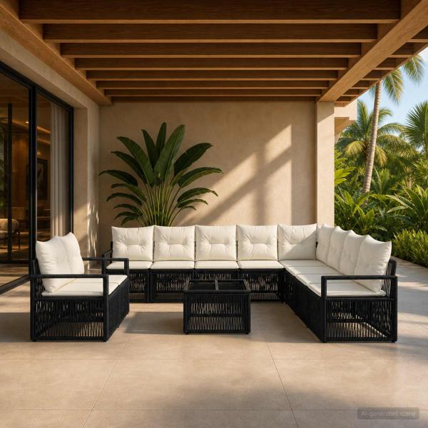 ARDEBO.de - Gartensofa-set 11 stk. Schwarz Poly-Rattan
