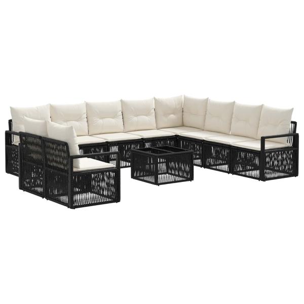 Gartensofa-set 11 stk. Schwarz Poly-Rattan