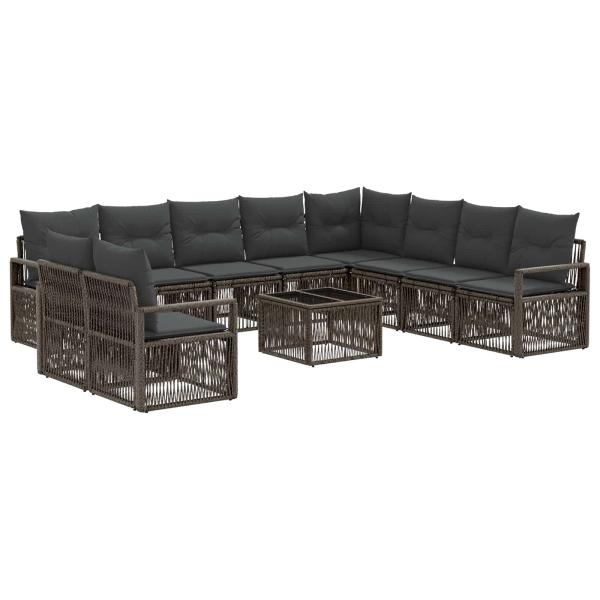 Gartensofa-set 11 Stk. Grau Poly-Rattan