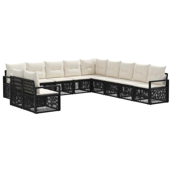 Gartensofa-set 11 stk. Schwarz Poly-Rattan
