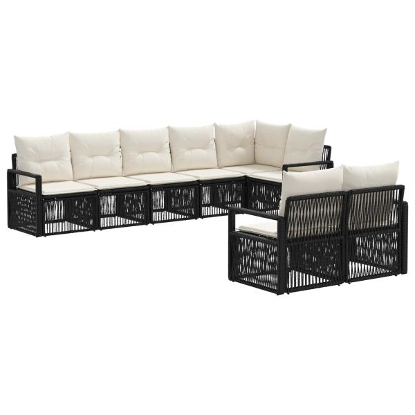 Gartensofa-set 8 stk. Schwarz Poly-Rattan