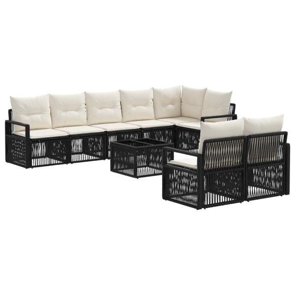 Gartensofa-set 9 stk. Schwarz Poly-Rattan