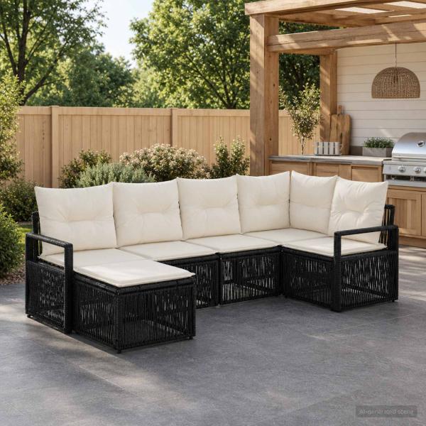 ARDEBO.de - Gartensofa-set 6 stk. Schwarz Poly-Rattan
