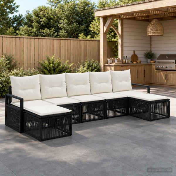 ARDEBO.de - Gartensofa-set 7 stk. Schwarz Poly-Rattan