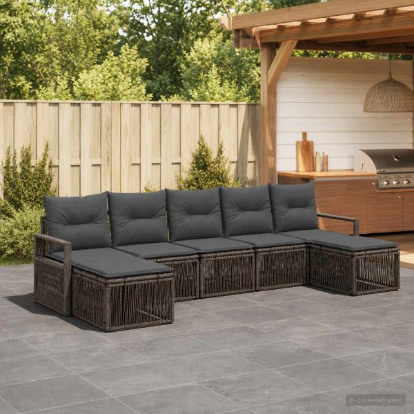 ARDEBO.de - Gartensofa-set 7 stk. Grau Poly-Rattan