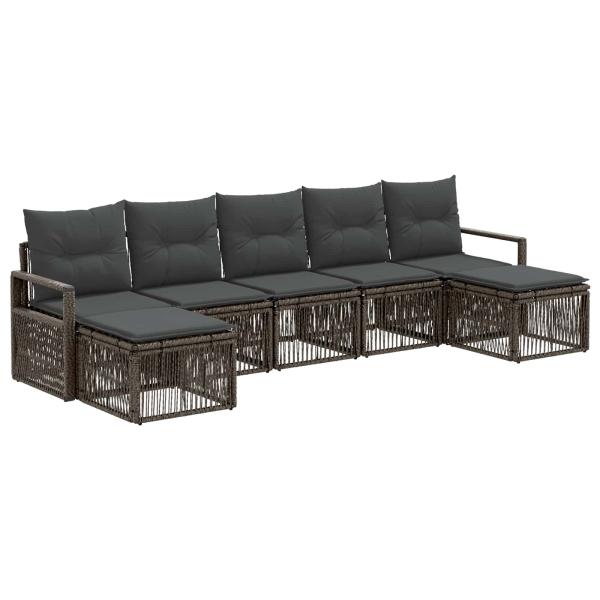 Gartensofa-set 7 stk. Grau Poly-Rattan