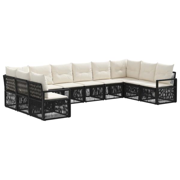 Gartensofa-set 10 stk. Schwarz Poly-Rattan