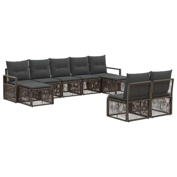 Gartensofa-set 9 stk. Grau Poly-Rattan