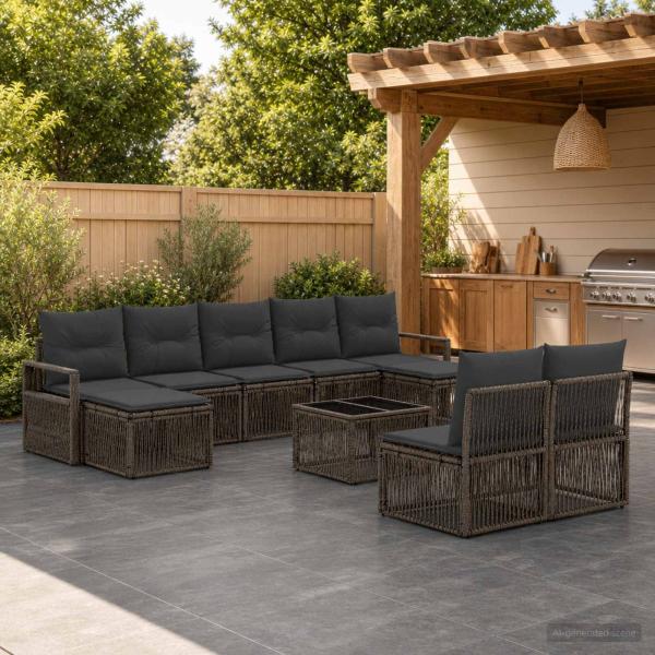ARDEBO.de - Gartensofa-set 10 Stk. Grau Poly-Rattan